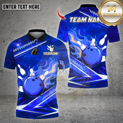Maxcorners Bowling Shirts Flame Bowling Design, Personalized Bowling Polo for Men Women, Personalized Name Team 3D Shirt
