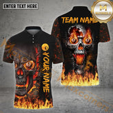Maxcorners Billiard 8 Ball Skull Fire Jersey Sport Multicolor Options Personalized Name, Team Name 3D Polo Shirt (4 Colors)