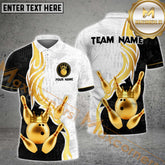 Maxcorner Bowling Ball & Pins Luxury Crown Multicolor Option Customized Name 3D Shirt (4 Colors)