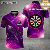 Maxcorners Darts Thunder Lightning Pattern Dartboard Jersey Pattern Multicolor Options Personalized Name, Team Name 3D Polo Shirt (4 Colors)