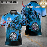 Maxcorners Darts Flame Pattern Multicolor Option Customized Name, Team Name 3D Polo Shirt (6 Colors)