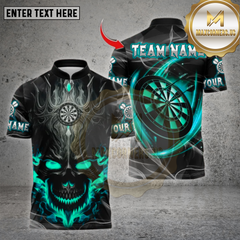 Maxcorners Darts Flame Skull Bullseye Multicolor Options Personalized Name, Team Name Unisex 3D Shirt
