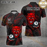 Maxcorners Devil 8-Ball Design Billiard Jersey Multicolor Options Personalized Name, Team Name 3D Shirt (4 Colors)