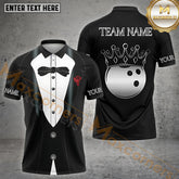 Maxcorners Stylish Tuxedo & Bowling Jersey Multicolor Options Personalized Name, Team Name 3D Shirt (4 Colors)