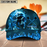 Maxcorners Darts Flame Skull Multicolor Option Personalized Name 3D Cap (4 Colors)
