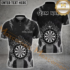 Maxcorners Grey Darts Shirt Fire Dartboard Personalized Name, Team Name 3D Shirts