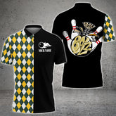 Maxcorners Bowling Shirt Argyle Strikes Multicolor Options Personalized Name, Team Name Unisex 3D Shirt For David