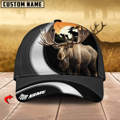 Maxcorners Moose Hunting Camo Pattern Personalized Name 3D Cap (2 colors)