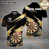 Maxcorners Darts Golden Dartboard Multicolor Options Personalized Name, Team Name 3D Polo Shirt (4 Colors)