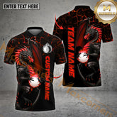 Maxcorners Golf Ball Fire Dragon Pattern Multicolor Option Customized Name, Team Name 3D Polo Shirt (4 Colors)