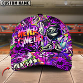 Maxcorners Never Give Up Bowling Ball Graffiti Pattern Multicolor Personalized Name 3D Cap (4 Color)