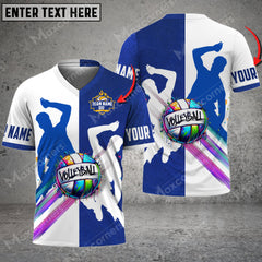 Maxcorners Volleyball Colorful Customized Name V-neck T-Shirt