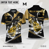 Maxcorners Bowling Ball & Pins Flame Multicolor Option Customized Name 3D Shirt (4 Colors)