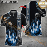 Maxcorner Bowling Ball & Pins Smoke Skull Gang Multicolor Option Customized Name 3D Shirt (4 Colors)