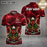 Maxcorners Devil With Two Dragon Billiard Ball 8 Fire Multicolor Options Personalized Name, Team Name 3D Polo Shirt (4 Colors)
