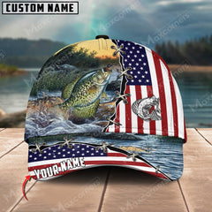 Maxcorners Crappie Fishing Flag US Pattern Personalized Classic 3D Cap