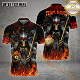 Maxcorners Billiard 8 Ball & 9 Ball Skull Multicolor Options Personalized Name, Team Name 3D Polo Shirt (4 Colors)