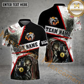 Maxcorners Billiard 8 Ball Skull Multicolor Options Personalized Name, Team Name 3D Polo Shirt (4 Colors)