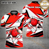 Maxcorners Bowling & Pins Mixing Pattern Multicolor Option Customized Name, Team Name 3D Polo Shirt (4 Colors)