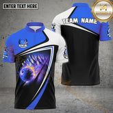 Maxcorners Bowling & Pins Flame Multicolor Option Customized Name, Team Name 3D Polo Shirt (4 Colors)