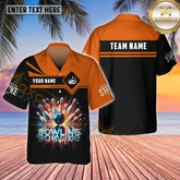 Maxcorners Strike Bowling & Pins Multicolor Customized Name, Team Name Hawaiian Shirt (4 Colors)