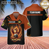Maxcorners Funny Phonenix Bowling & Pins Multicolor Customized Name, Team Name Hawaiian Shirt (4 Colors)