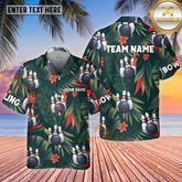 Maxcorners Tropical Pattern Bowling Ball Multicolor Customized Name, Team Name Hawaiian Shirt (4 Colors)