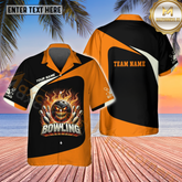 Maxcorners Fire Angry Bowling & Pins Multicolor Customized Name, Team Name Hawaiian Shirt (4 Colors)