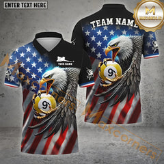 Maxcorners Billiard 8 Ball, 9 Ball, 10 Ball Eagle Flag Of US Pattern Options Personalized Name, Team Name 3D Shirt