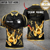 Maxcorners Bowling Strike King Gold Flames Multicolor Options Personalized Name, Team Name 3D Shirt (4 Colors)