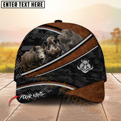 Maxcorners Trio Hunting Leather & Camo Pattern Personalized Name 3D Cap (Deer/Moose/Bear/Boar)