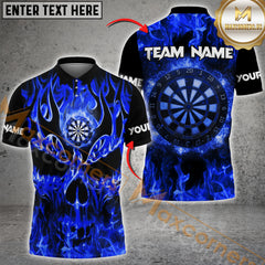 Maxcorners Darts Skull Fire Pattern Personalized Name, Team Name 3D Shirt (4 colors)