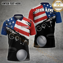 Maxcorners Black Golf Flag Of United States Pattern Customized Name, Team Name Shirts