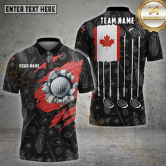 Maxcorners Flag Of Canada Golf Pattern Customized Name, Team Name Shirts