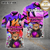 Maxcorners Graffiti Bowling Shirt Angry Bear Cartoon Style Multicolor Options Personalized Name, Team Name 3D Shirt (4 Colors)