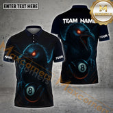 Maxcorners Billiards 8 Ball Raven Skull-Eye Multicolor Options Personalized Name, Team Name 3D Shirt (4 Colors)