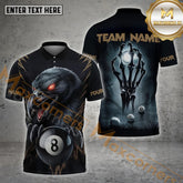 Maxcorners Billiards Raven Skull Hand Multicolor Options Personalized Name, Team Name 3D Shirt (4 Colors)