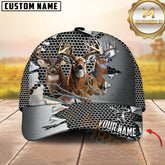 Maxcorners Hunting Trio Forest Metal Mesh Ripped Pattern Cap Personalized Name 3D Cap (Deer/Moose/Boar/Bear)