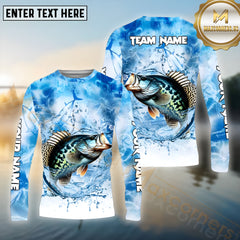 Maxcorners Crappie Fishing Blue Fire Sea Effect Pattern Sport Jersey Personalized Name, Team Name Long Sleeve Shirt