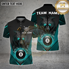 Maxcorners Billiards Wolf Flame 8 Ball Multicolor Options Personalized Name, Team Name Unisex 3D Shirt