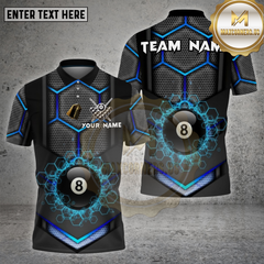 Maxcorners Billiards Tech Hexagon 8 Ball Multicolor Options Personalized Name, Team Name Unisex 3D Shirt