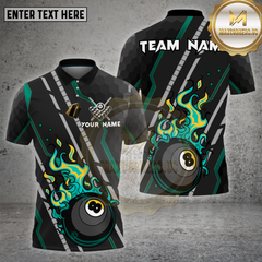 Maxcorners Billiards Flaming 8 Ball Fire Trail Multicolor Options Personalized Name, Team Name Unisex 3D Shirt
