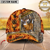 Maxcorners Deer Hunting 3D Buck Orange Camouflage Golden Line Design Personalized Name 3D Cap (4 colors)