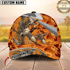 Maxcorners Hunting Orange Camo Style 3D Personalized Name 3D Cap (Deer/Moose/Boar/Bear)