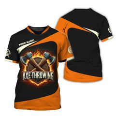 Maxcorners Custom Axe Throwing T-Shirt β Bold Fire & Crossed Axes, Gift for Axe Throwing Players MT2009