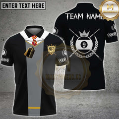 Maxcorners Billiard 9 Ball Classic Strike Shield Design Multi Options Personalized Name, Team Name 3D Shirt