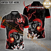 Maxcorners Bowling Ball & Pins Thunder Tiger Bowling Multicolor Options Personalized Name, Team Name 3D Shirt (4 Colors)