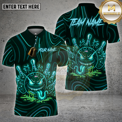Maxcorners Bowling Neon Evil Ball Glow Effect Multioptions Personalized Name, Team Name Unisex 3D Shirt (4 Colors)