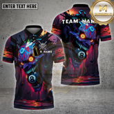Maxcorners Billiards Shirt Crazy Skull Jocker Colorful Graffiti 8 Ball Multicolor Options Personalized Name, Team Name Unisex 3D Shirt (4 Colors)