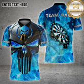 Maxcorners Darts Shirt Skull Punisher Flames Multicolor Options Personalized Name, Team Name 3D Shirt (4 Colors)